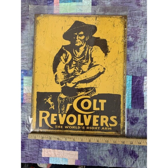 Colt Revolvers Reproduction Tin Advertising Sign 12.5x18 inch Western Decor - Picture 3 of 3